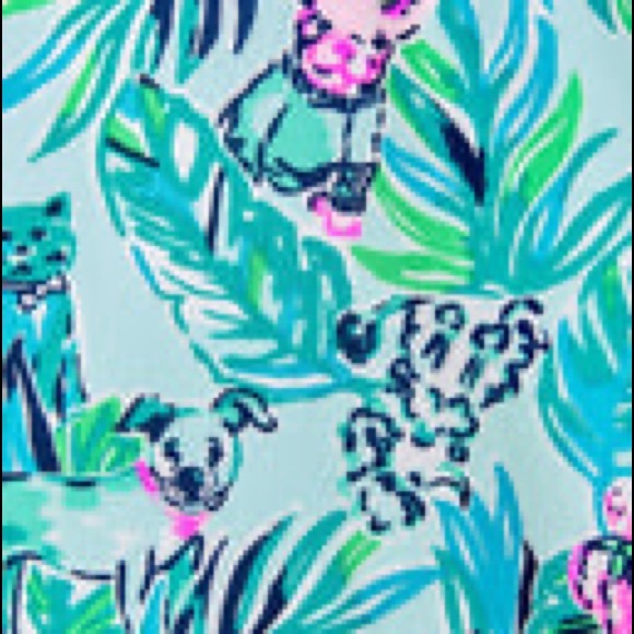 🌸🐶 Little Lilly Classic Shift - Seasalt Blue Barking Up The Palm Tree 🏝 - Picture 5 of 6